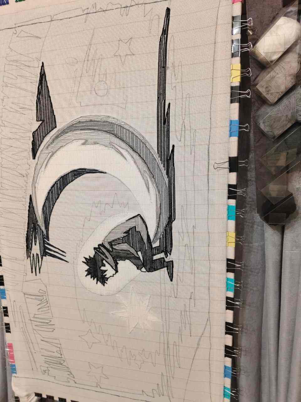 Фото этапа "Тестовая забивка ворса" для ковра: Тафтинговый ковер ручной работы по индивидуальному эскизу