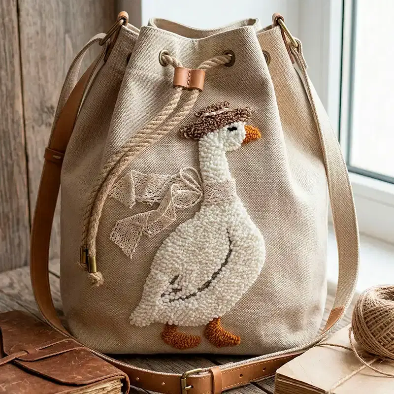 Гусь — схема для ковровой вышивки (punch needle), декор для сумки или нашивка