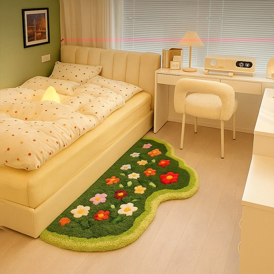 Фигурный ковёр с весенним акцентом для гостиной или зала, точные габариты